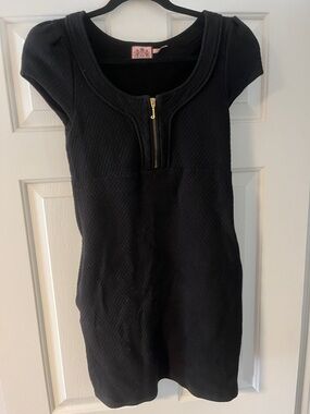 Juicy Couture Black Quilted Zip-Front Shirt with Gold Hardware